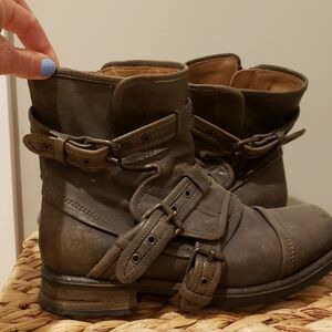 UGG Dark Brown Leather Buckle Boots
